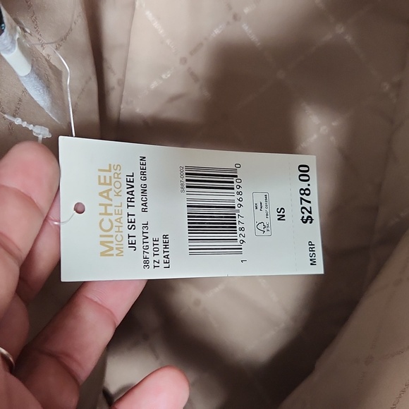 Michael Kors Jet Set Travel Tote Racing Green NWT - Picture 10 of 11